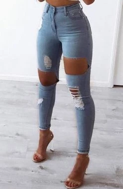 W.K NEW ARRIVALS Honey Crush Jeans High Waisted - Light Blue