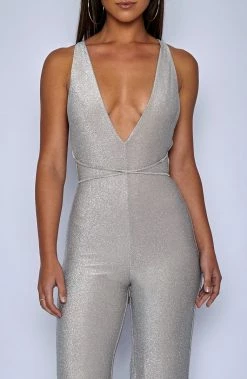 Babyboo Fashion LA Bish Jumpsuit - Silver Playsuits + Jumpsuits