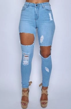 W.K NEW ARRIVALS Honey Crush Jeans High Waisted - Light Blue