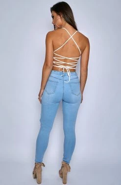 W.K NEW ARRIVALS Honey Crush Jeans High Waisted - Light Blue