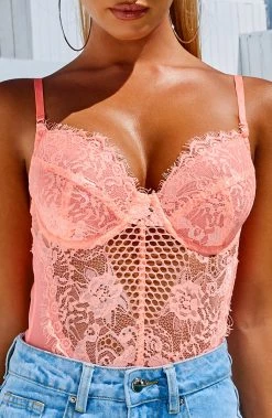 S.D NEW ARRIVALS Alayna Bodysuit - Neon Peach