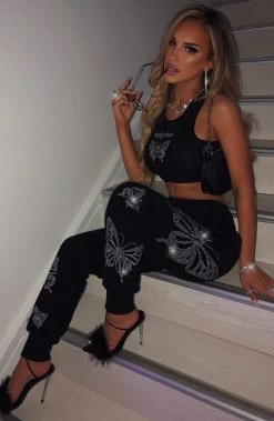 Z.Y Sasha Diamante Trackpants - Black