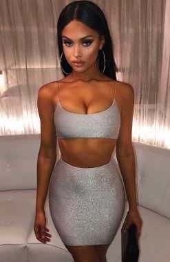 C.F NEW ARRIVALS Samara Skirt - Grey Shimmer