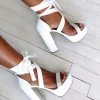 L.F NEW ARRIVALS Danica Block Heels - White