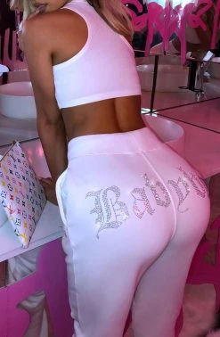 Z.Y Babyboo Diamante Tracksuit Pant - White NEW ARRIVALS