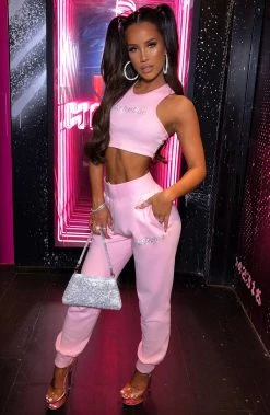 Z.Y Babyboo Diamante Tracksuit Pant - Pink