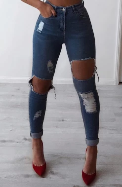 W.K Honey Crush Jeans High Waisted - Blue Denim NEW ARRIVALS