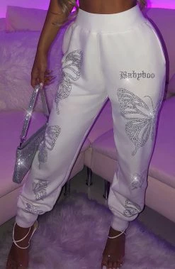 Z.Y Sasha Diamante Trackpants - White