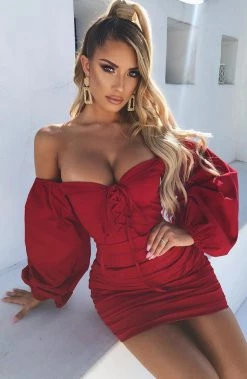 Z.Y Tiffany Mini Dress - Burgundy NEW ARRIVALS