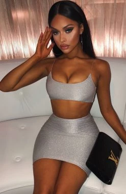 C.F NEW ARRIVALS Samara Skirt - Grey Shimmer