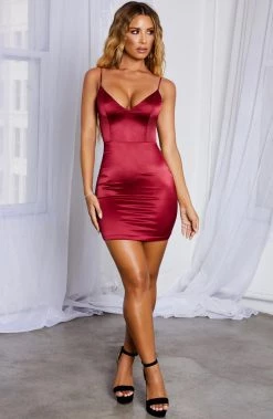 C.F Alexis Mini Dress - Burgundy NEW ARRIVALS