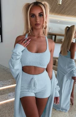 C.F NEW ARRIVALS Abby Cozy Crop - Baby Blue