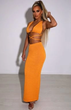 T.T NEW ARRIVALS Alexa Maxi Skirt - Tangerine