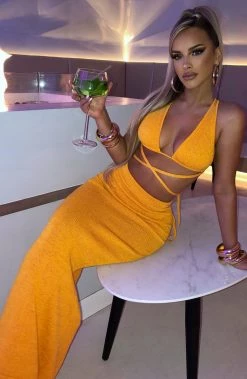 T.T NEW ARRIVALS Alexa Maxi Skirt - Tangerine