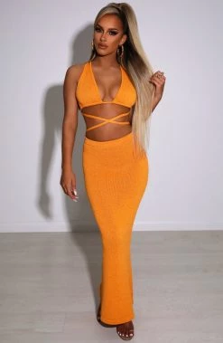 T.T NEW ARRIVALS Alexa Maxi Skirt - Tangerine