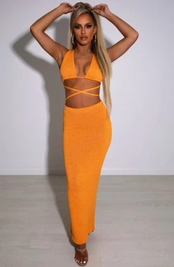 T.T NEW ARRIVALS Alexa Maxi Skirt - Tangerine