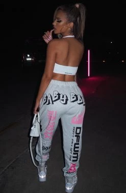 M.T Baddie Graphic Trackpant - Pink NEW ARRIVALS