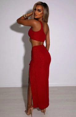 L.F NEW ARRIVALS Alyssia Crop - Red Sparkle