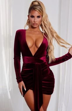 S.D Amalia Mini Dress - Burgundy BACK IN