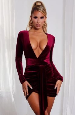 S.D Amalia Mini Dress - Burgundy BACK IN