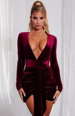 S.D Amalia Mini Dress - Burgundy BACK IN