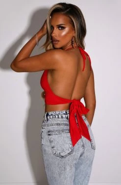 M.T BACK IN Amaya Crop - Red