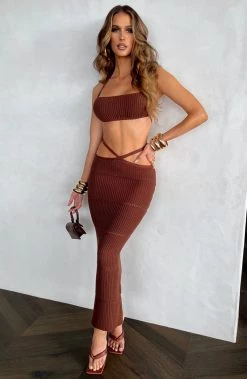 T.T Aubery Maxi Skirt - Chocolate NEW ARRIVALS