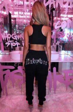 Y.Z Babyboo Diamante Crop - Black