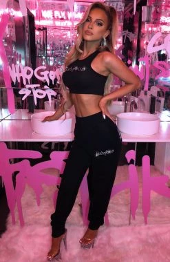 Y.Z Babyboo Diamante Crop - Black