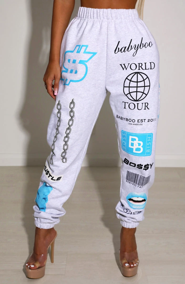 M.T Bossy Graphic Trackpant - Blue