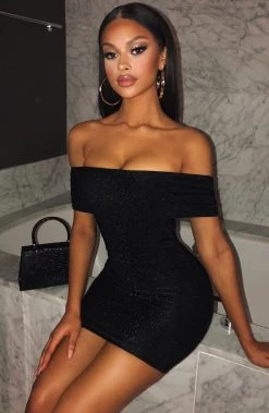 L.F SPARKLE EDIT Brittney Mini Dress - Black Sparkle