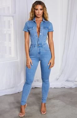 Z.Y Cardi Jumpsuit - Light Denim