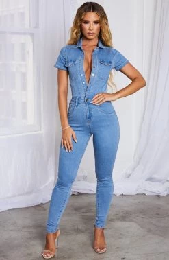 Z.Y Cardi Jumpsuit - Light Denim