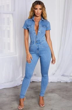 Z.Y Cardi Jumpsuit - Light Denim