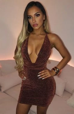 L.F Capri Mini Dress - Bronze Sparkle NEW ARRIVALS