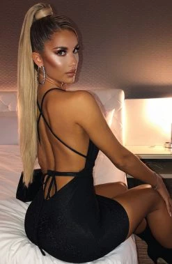 L.F NEW ARRIVALS Capri Mini Dress - Black Sparkle