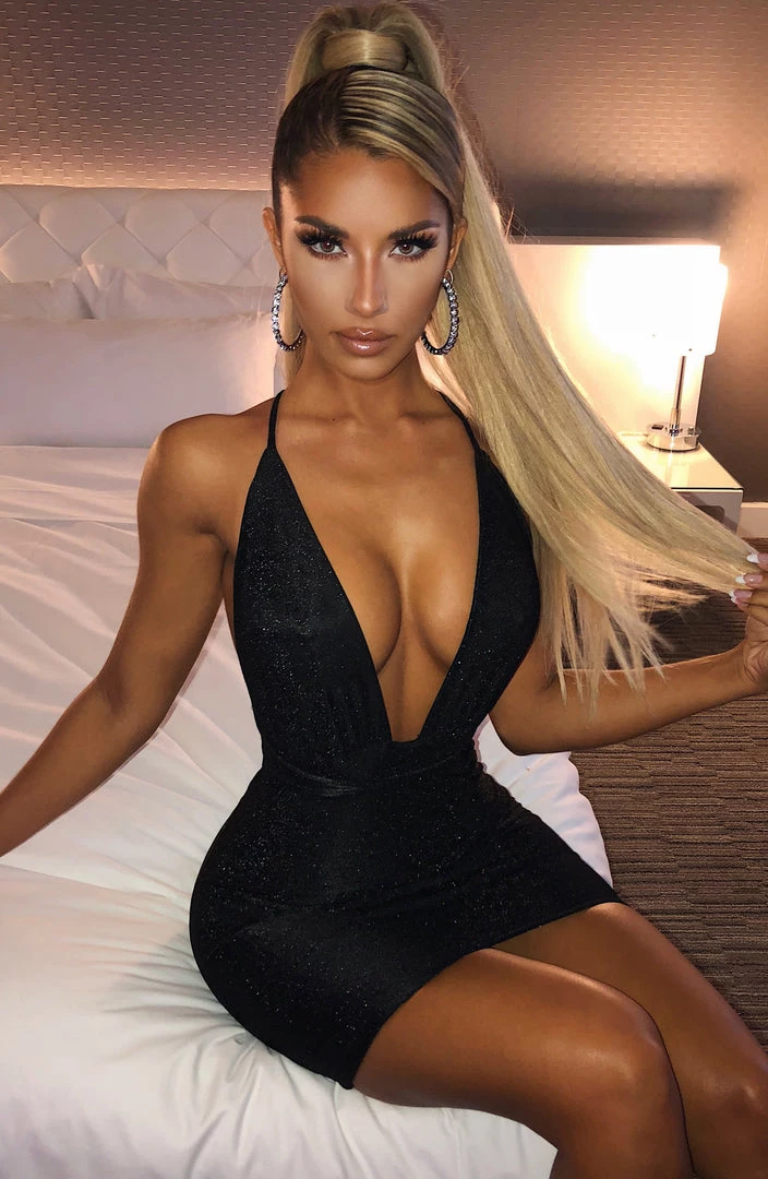 L.F NEW ARRIVALS Capri Mini Dress - Black Sparkle