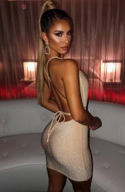 L.F NEW ARRIVALS Capri Mini Dress - Gold Sparkle