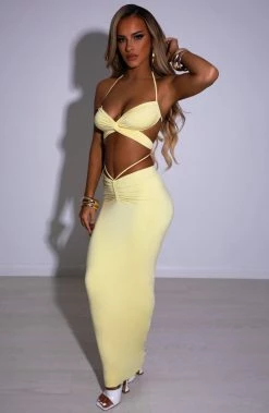 R.F NEW ARRIVALS Leticia Maxi Skirt - Lemon