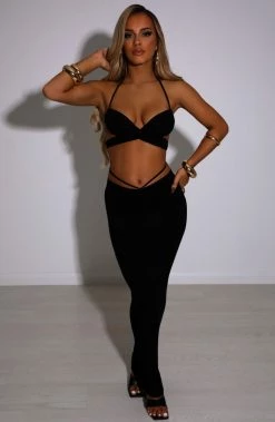 R.F NEW ARRIVALS Leticia Maxi Skirt - Black