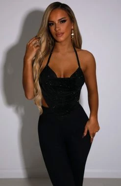 C.F Valery Diamante Top - Black NEW ARRIVALS