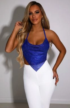 C.F NEW ARRIVALS Valery Diamante Top - Electric Blue