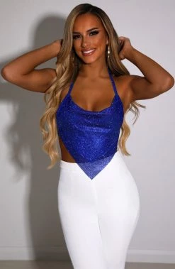 C.F NEW ARRIVALS Valery Diamante Top - Electric Blue
