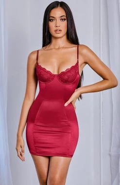 S.D NEW ARRIVALS Chantel Mini Dress - Burgundy