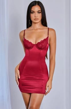 S.D NEW ARRIVALS Chantel Mini Dress - Burgundy