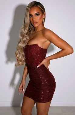 R.F NEW ARRIVALS Cindy Mini Dress - Red Glitter