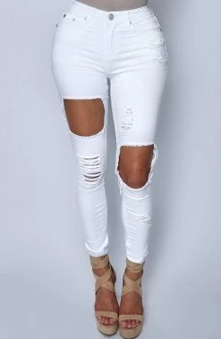 W.K Honey Crush Jeans High Waisted - White NEW ARRIVALS