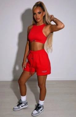 M.T NEW ARRIVALS Cora Luxe Shorts - Red