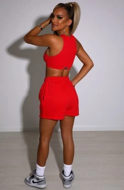 M.T NEW ARRIVALS Cora Luxe Shorts - Red