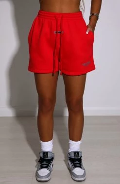 M.T NEW ARRIVALS Cora Luxe Shorts - Red